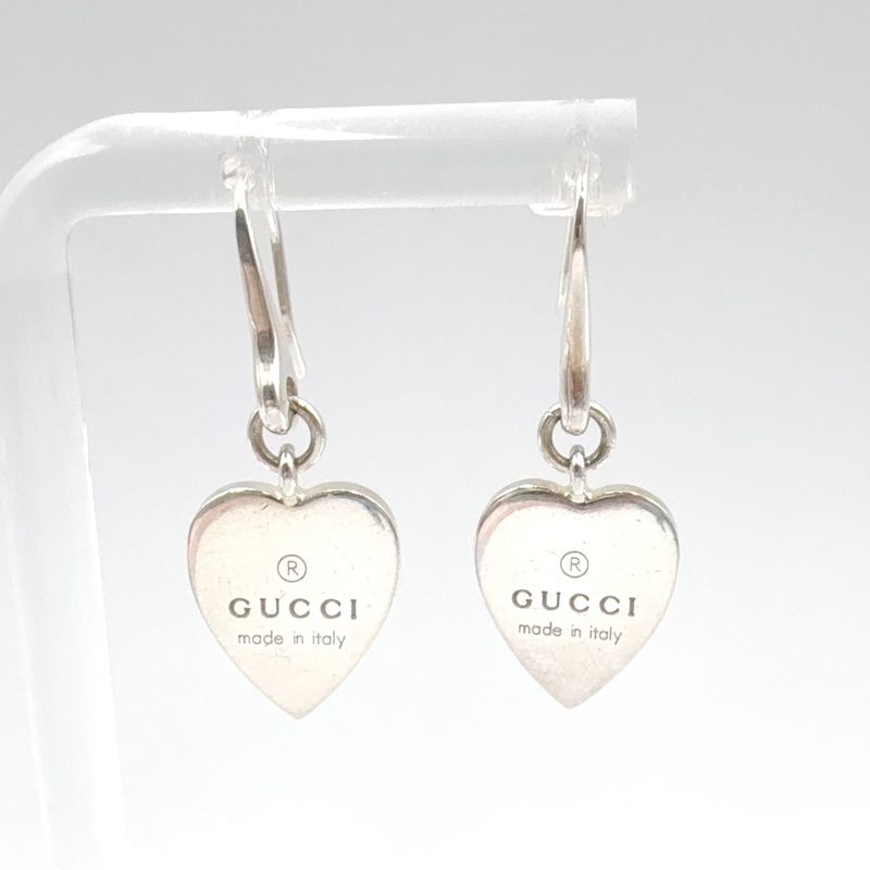 Gucci Silver Logo Heart Earrings